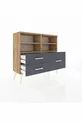 Commode Arges 4 étagères 3 tiroirs Pin-Pin/Anthracite