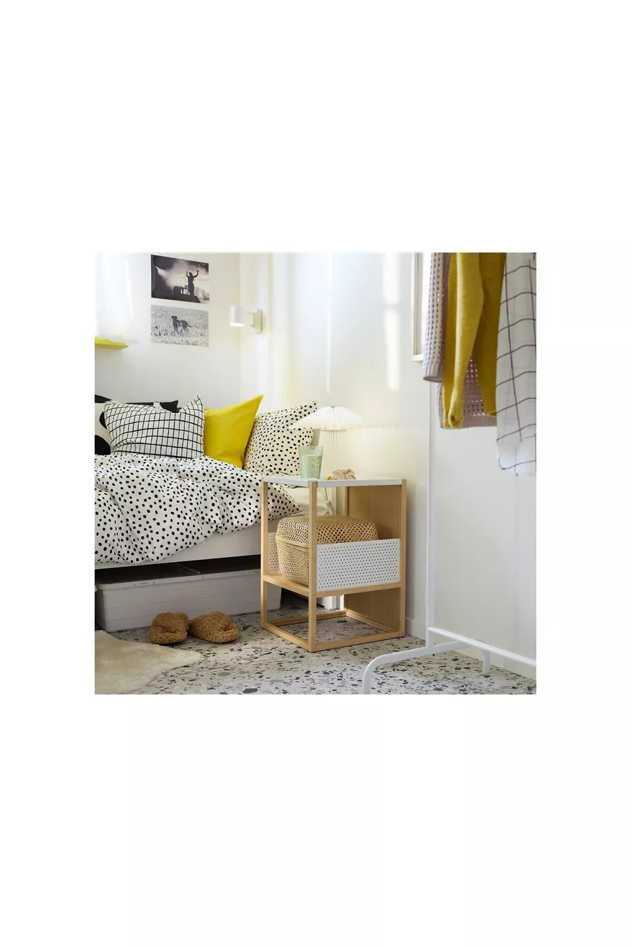 table de chevet, bambou-blanc, cm