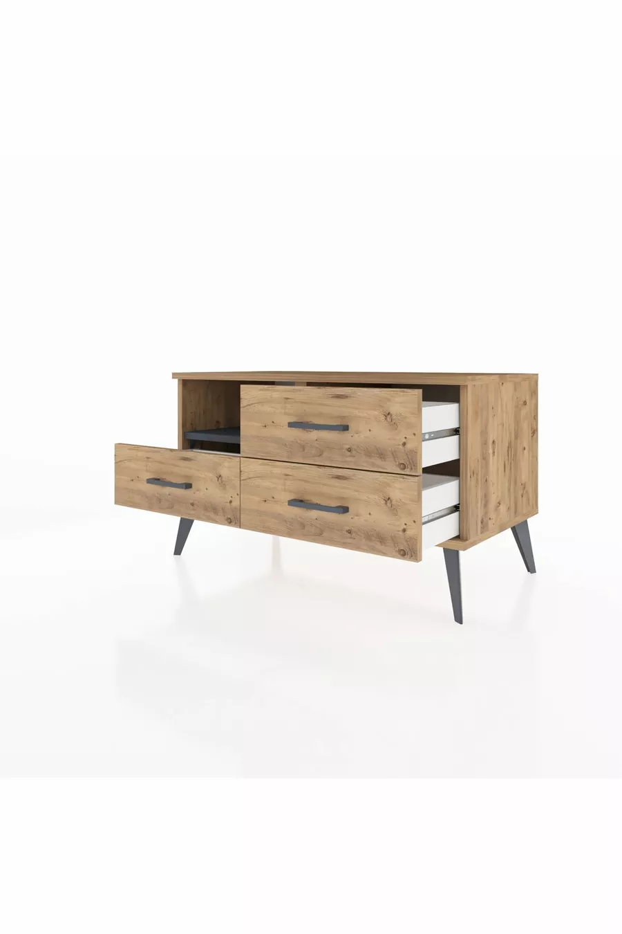 Commode Hyperion à une étagère et trois tiroirs Pin-Anthracite/Pin