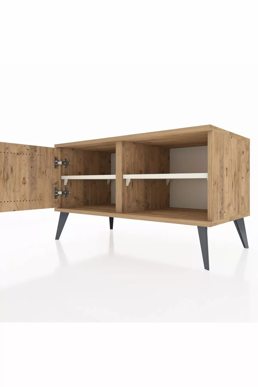 Commode Hyperion à 2 étagères avec une porte en pin-pin / pierre de lune