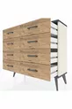 Commode Arges 8 tiroirs Pierre d'Agate-Anthracite/Pin
