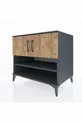 Commode Kronos 3 étagères 2 portes Anthracite-Sapin