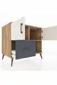 Commode Kronos à 2 étagères, 1 tiroir, 2 portes, pin-gris anthracite