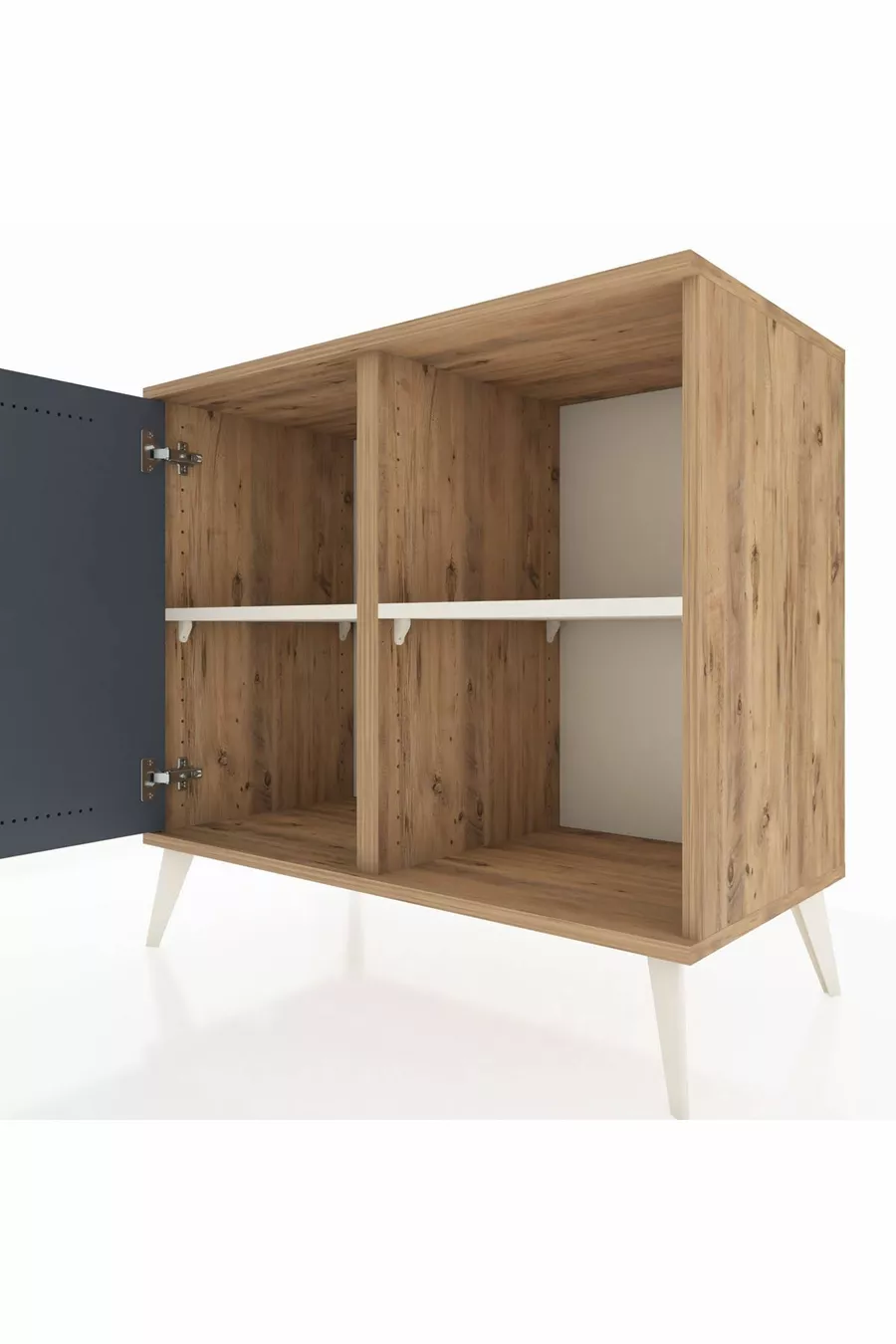 Commode Hyperion 2 étagères avec 1 porte Pin-Anthracite/Pierre de lune