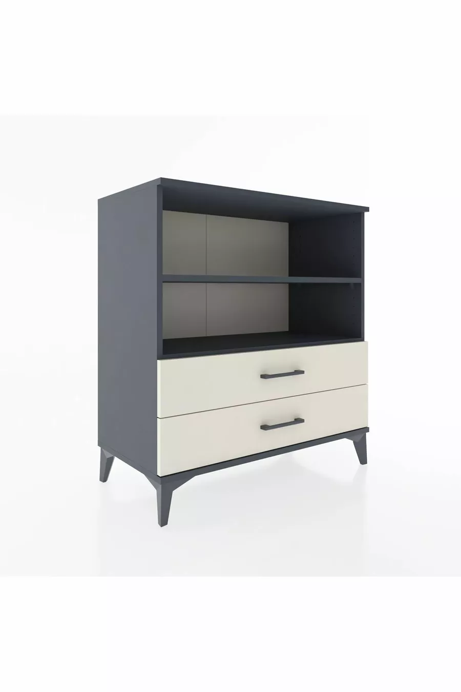 Commode Hyperion 2 étagères 2 tiroirs Anthracite-Pierre de Lune