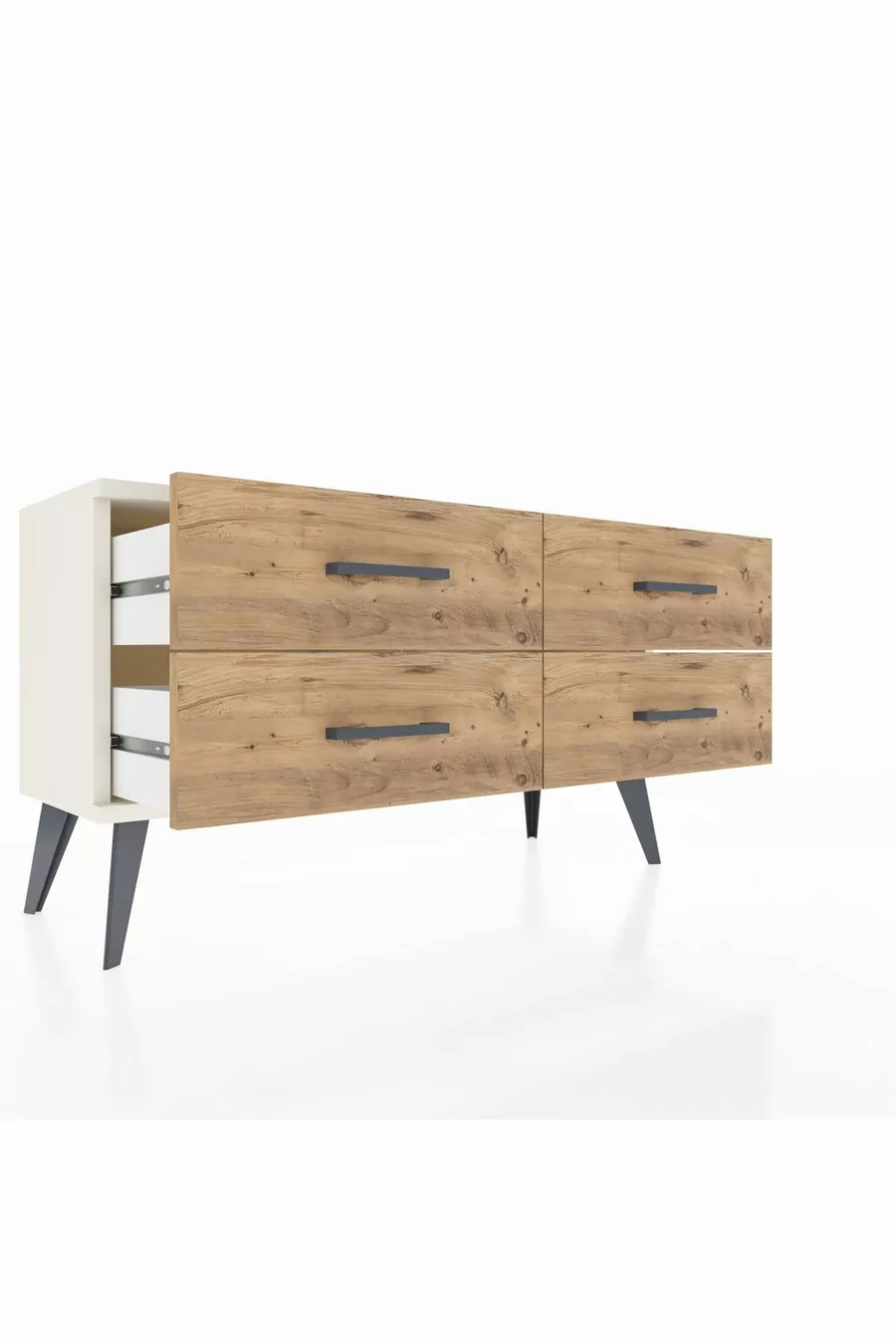 Commode Arges à 4 étagères Pierre de lune/Pine