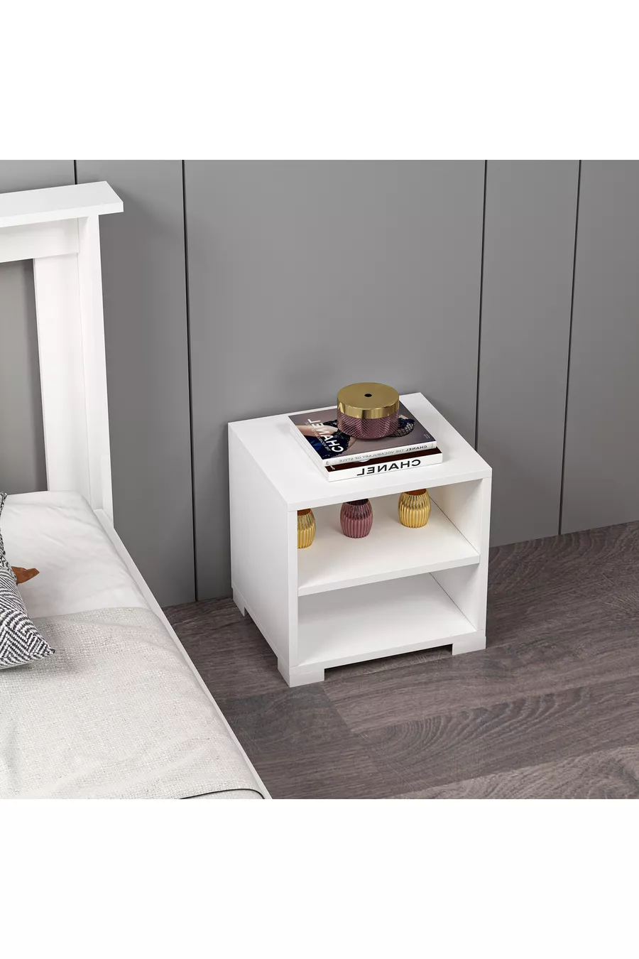 Table de chevet blanche en MDF