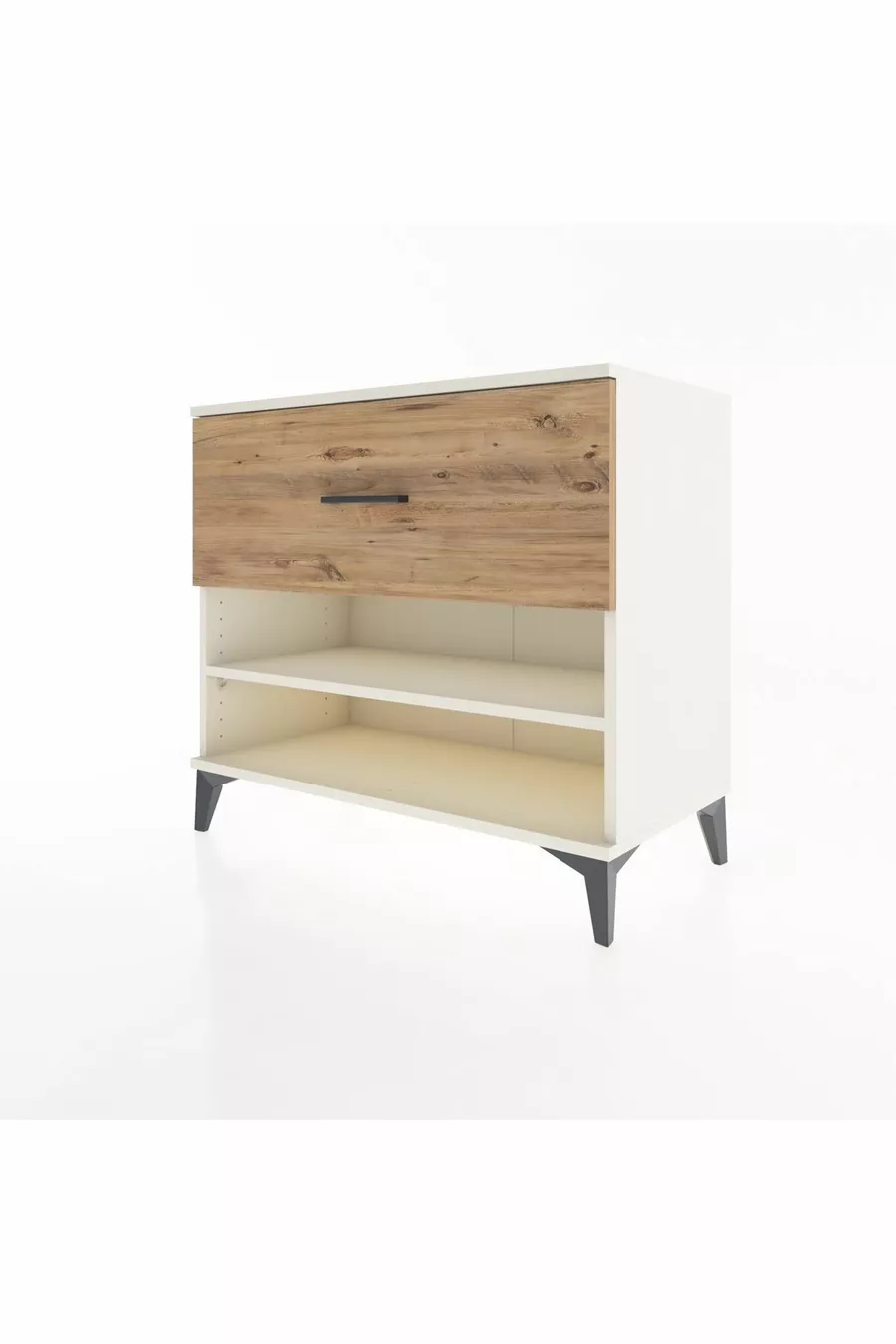 Commode Hyperion à une étagère et un tiroir, Pierre de lune-Pin