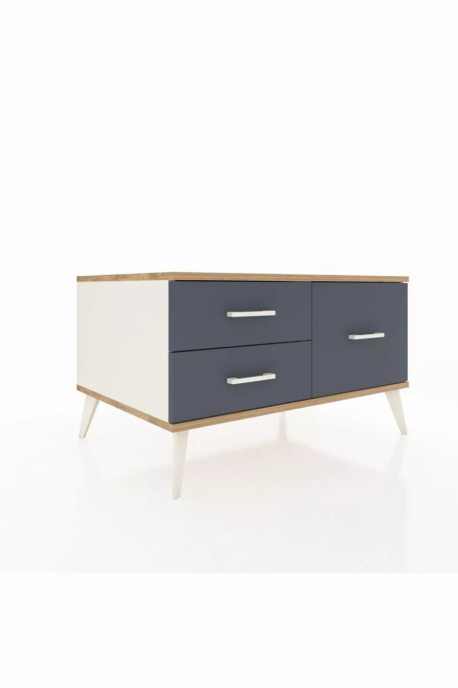 Commode Kronos 3 étagères Pierre de lune-Pin/Anthracite
