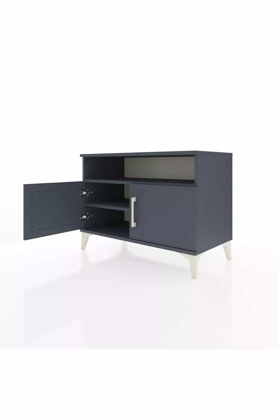 Commode Hyperion 2 étagères 2 portes Anthracite-Anthracite