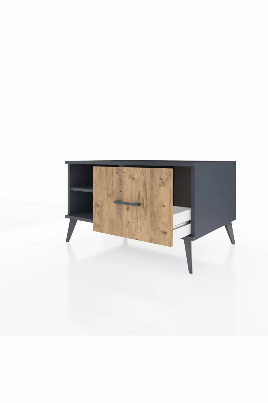 Commode Kronos à une étagère et un tiroir Anthracite-Anthracite/Merisi