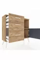 Commode Arges avec une étagère, 3 tiroirs et une porte, pin-anthracite/pin
