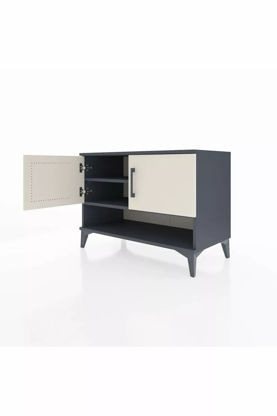Commode Hyperion 2 étagères 2 portes Anthracite-Pierre de lave