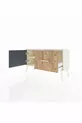 Commode Arges avec une étagère, un tiroir et une porte, coloris Pierre de Lune-Anthracite/Pin