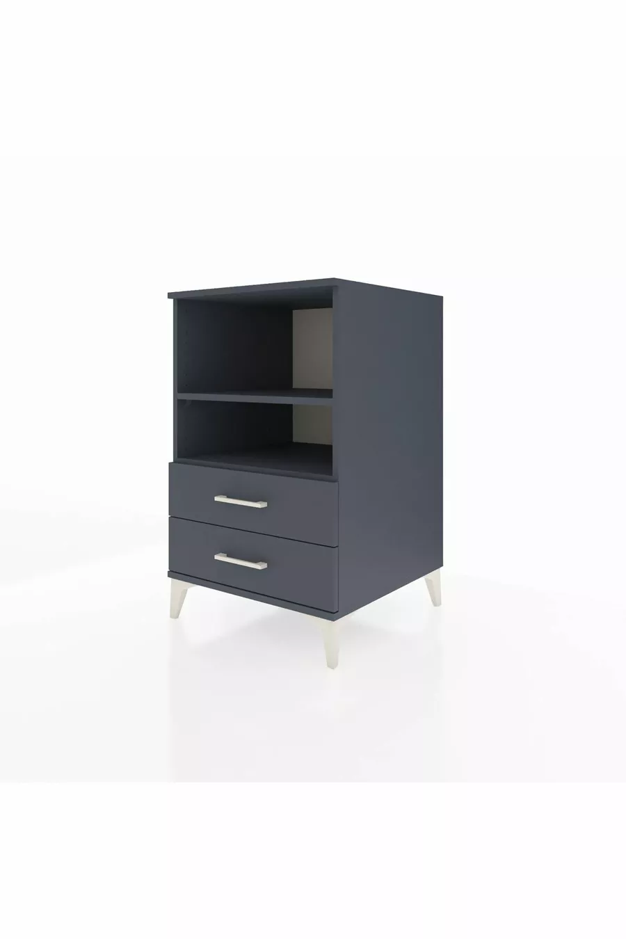 Chevet Kronos à 2 étagères et 2 tiroirs Anthracite-Anthracite