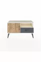 Commode Arges avec 2 étagères, 1 tiroir, 1 porte, couleur Pierre de lune/Pin/Anthracite