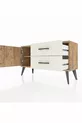 Commode Arges avec une étagère, 2 tiroirs et une porte, pin-pin / pierre de lune
