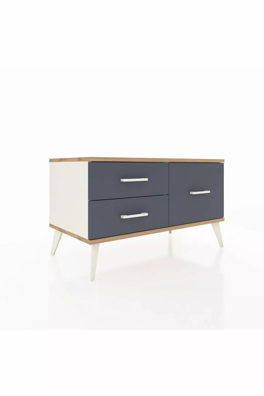 Commode Hyperion 3 étagères Pierre de Lune-Épicéa/Anthracite