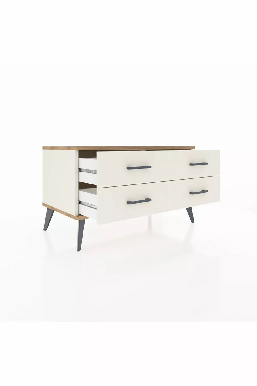 Commode Hyperion 4 étagères Pierre de lune-Pin/Pierre de lune