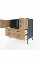 Commode Hyperion avec 2 étagères, 4 tiroirs et 2 portes, Anthracite-Sapin