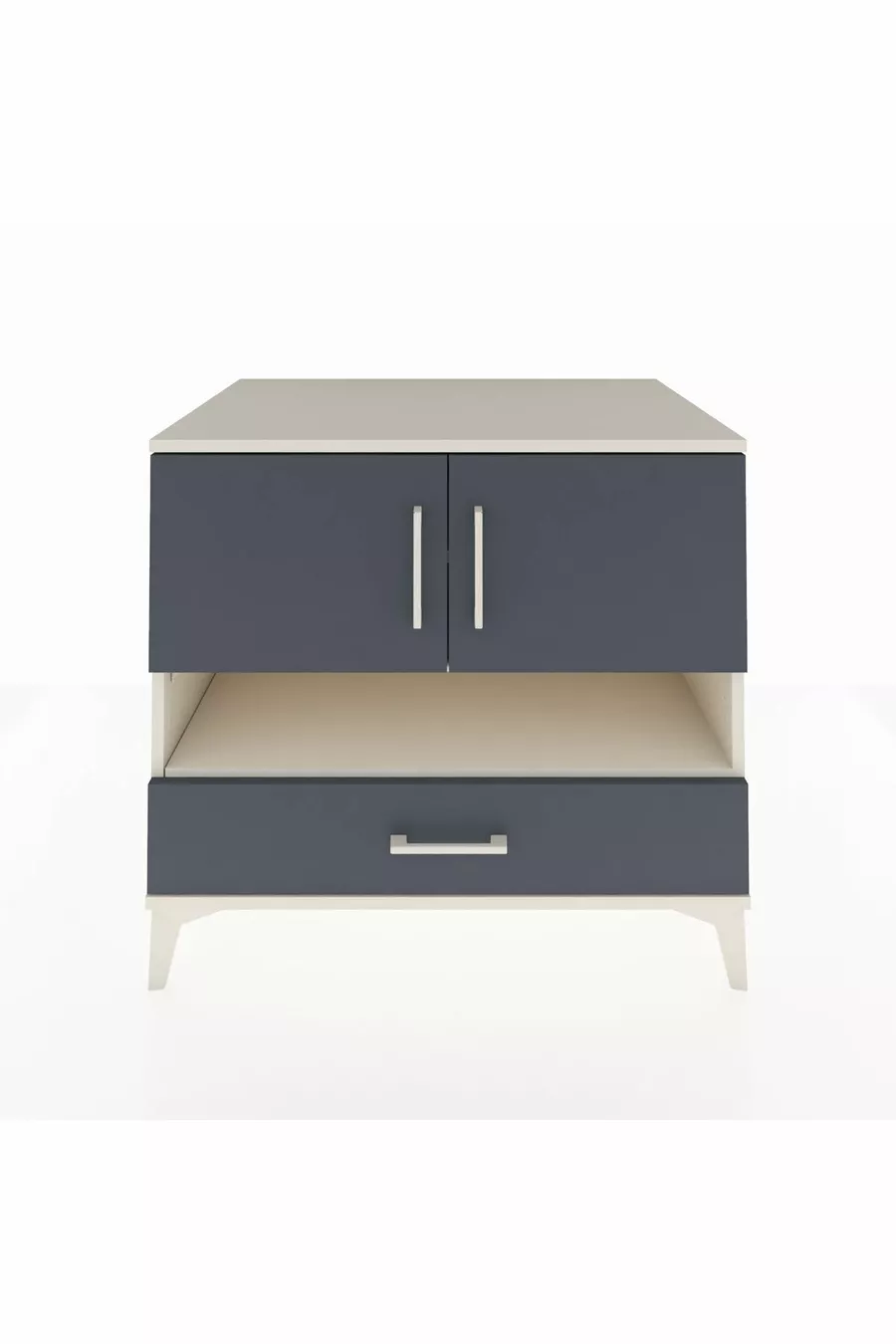 Commode Kronos avec 3 étagères, 1 tiroir et 2 portes, Pierre de Lune-Anthracite