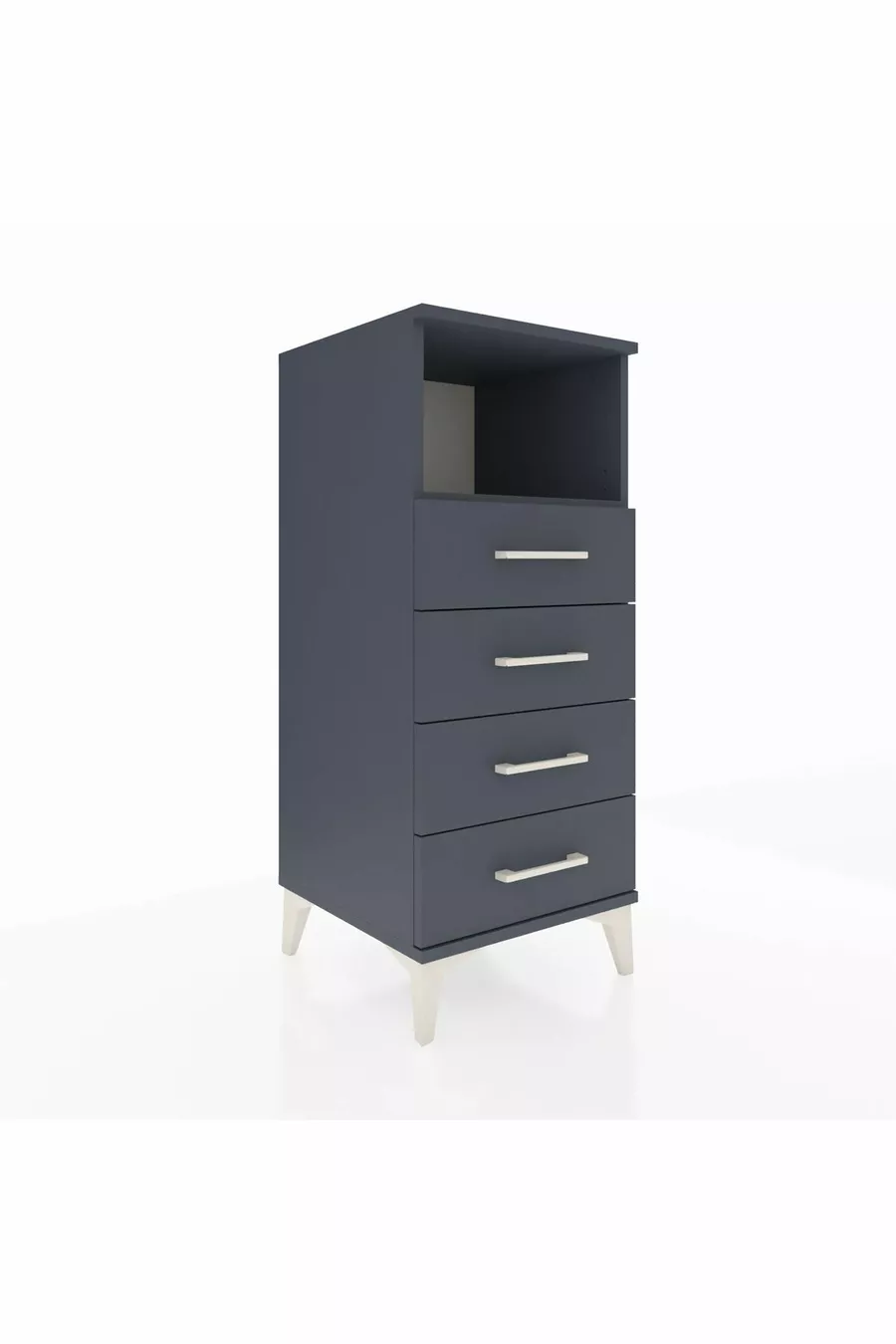 Chevet Hyperion à une étagère et quatre tiroirs Anthracite-Anthracite