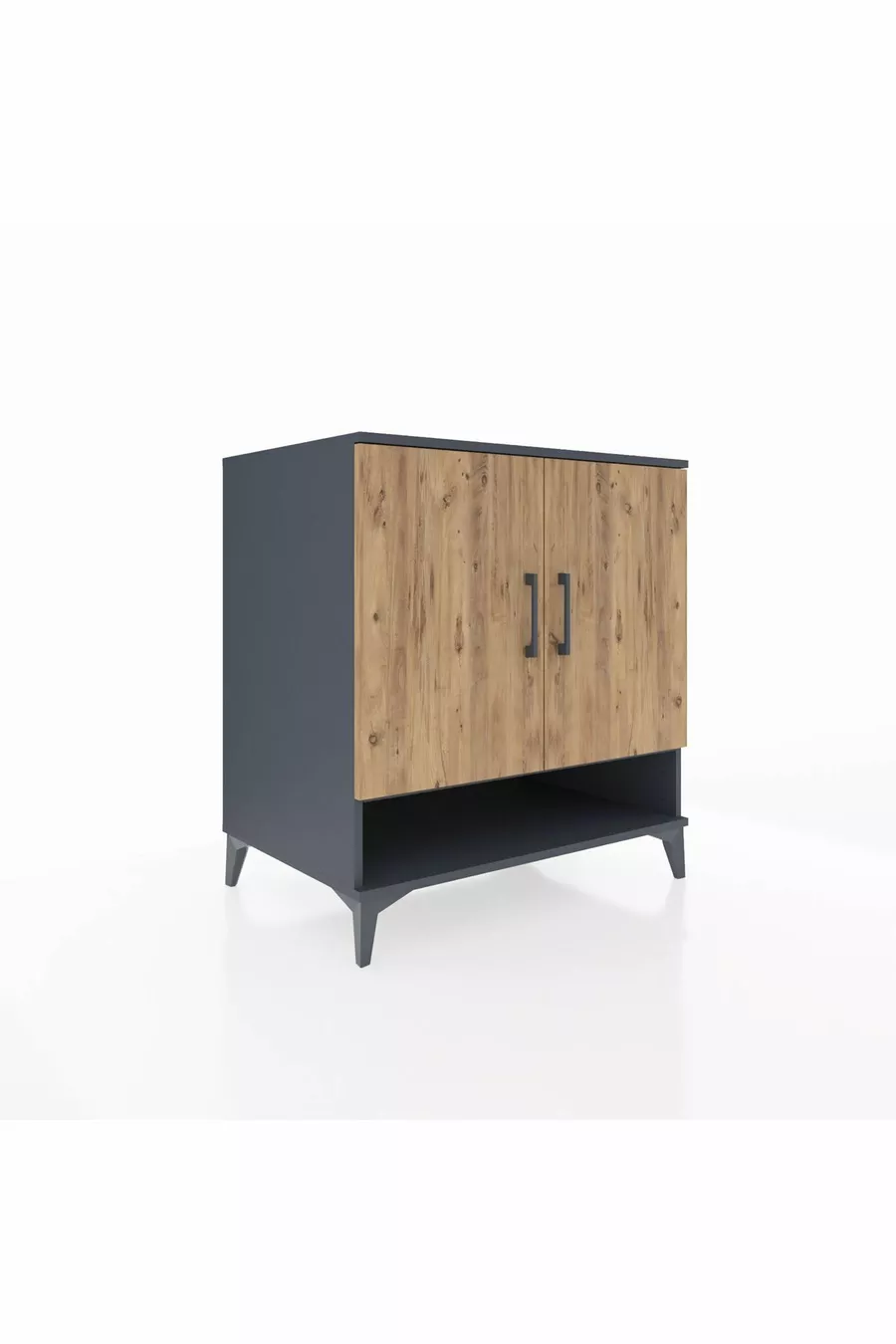 Commode Kronos 3 étagères 2 portes Anthracite-Sapin