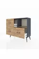 Commode Arges à une étagère et 3 tiroirs Anthracite-Pin