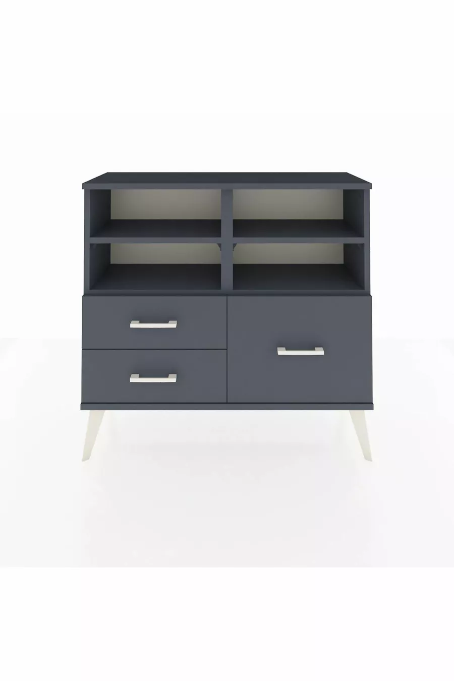 Commode Arges 4 étagères 3 tiroirs Anthracite-Anthracite