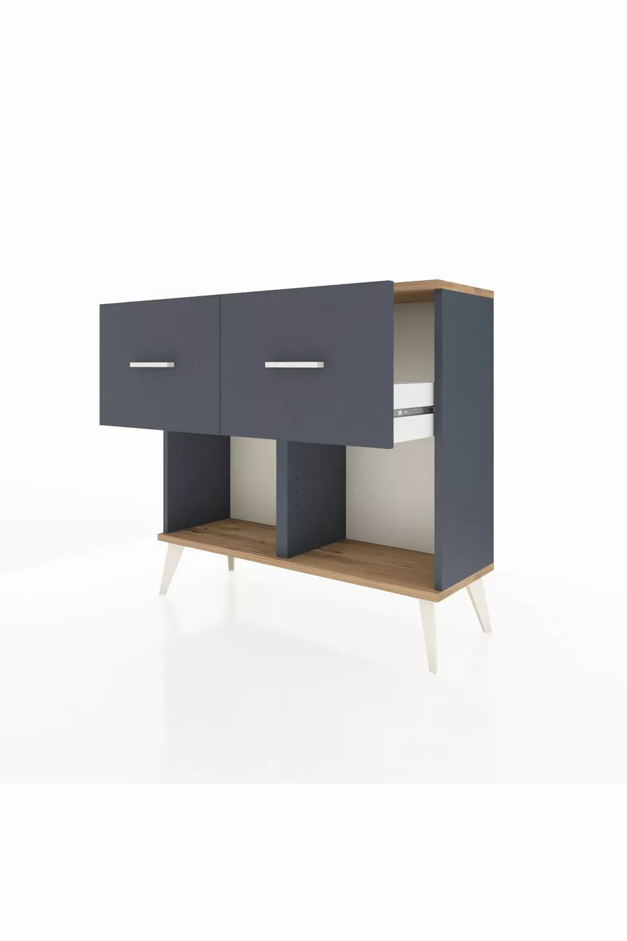 Commode Arges 2 tiroirs Anthracite-Cèdre/Anthracite