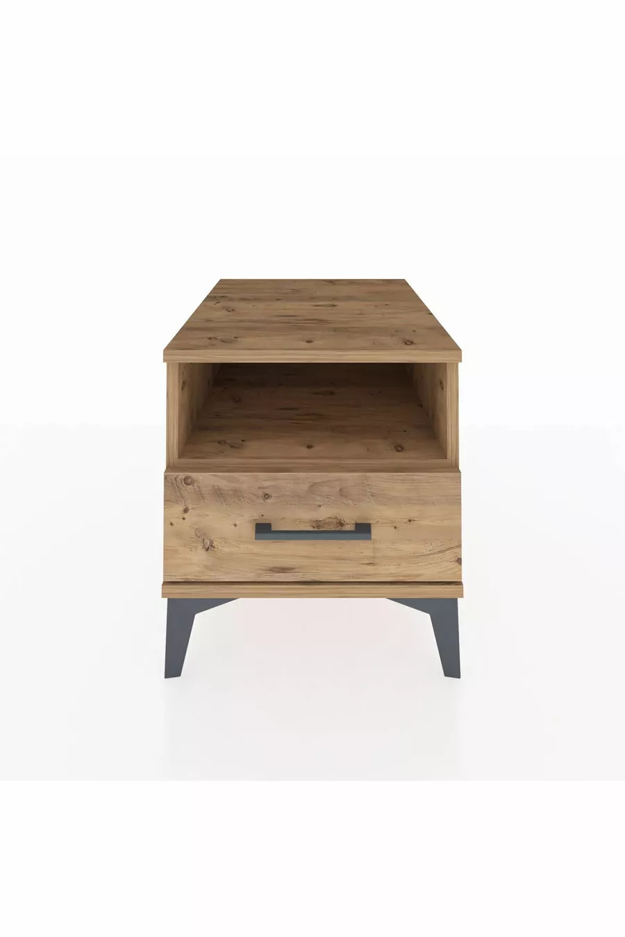 Table de chevet Kronos avec une étagère et un tiroir, en pin-pin