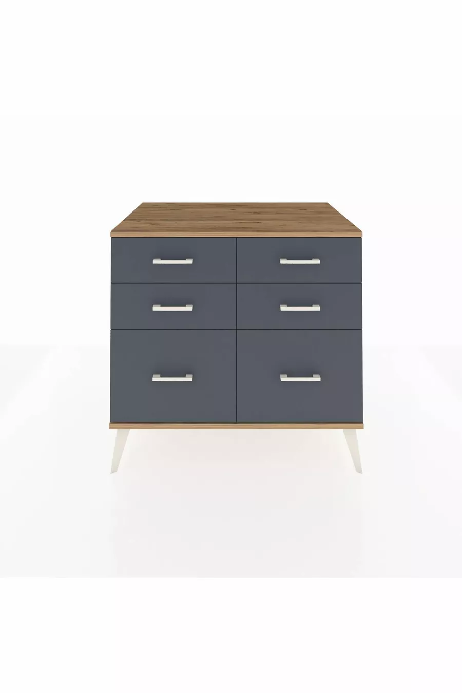 Commode Kronos 6 tiroirs Anthracite-Cèdre/Anthracite