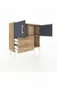 Commode Arges avec 2 étagères, 2 tiroirs, 2 portes, Pin-Anthracite/Pin