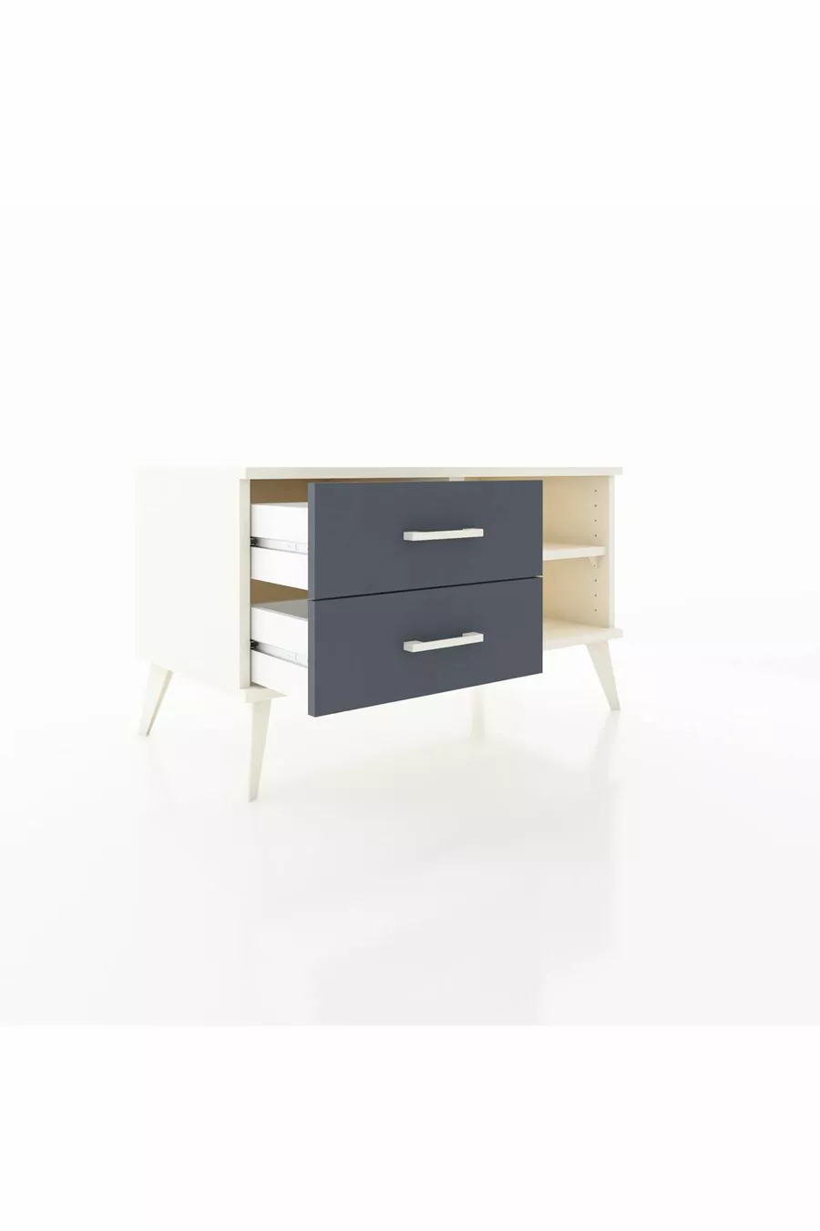 Commode Hyperion à une étagère et 2 tiroirs, Pierre de lune / Anthracite