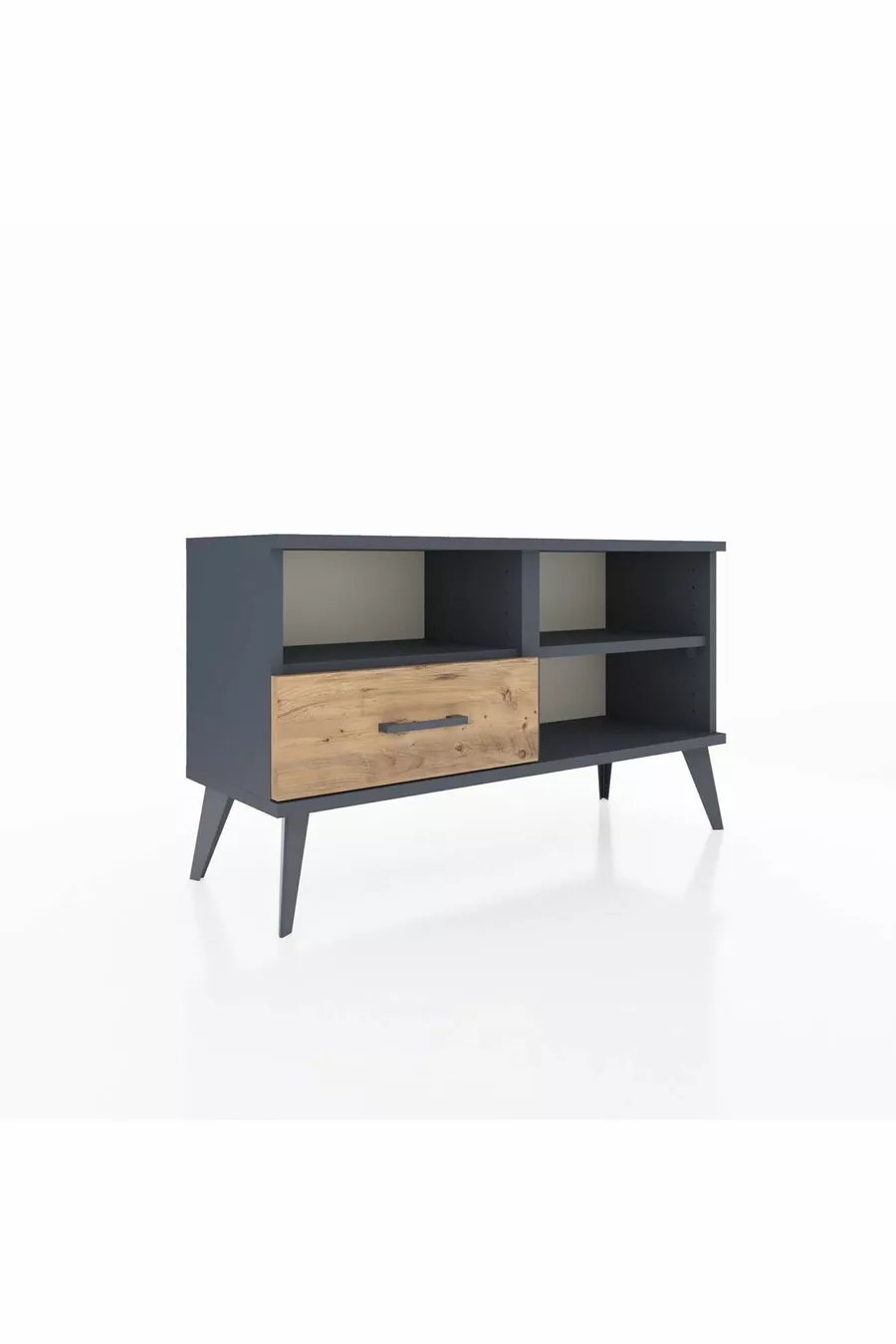Commode Arges 2 étagères avec un tiroir Anthracite-Anthracite/Merisiers