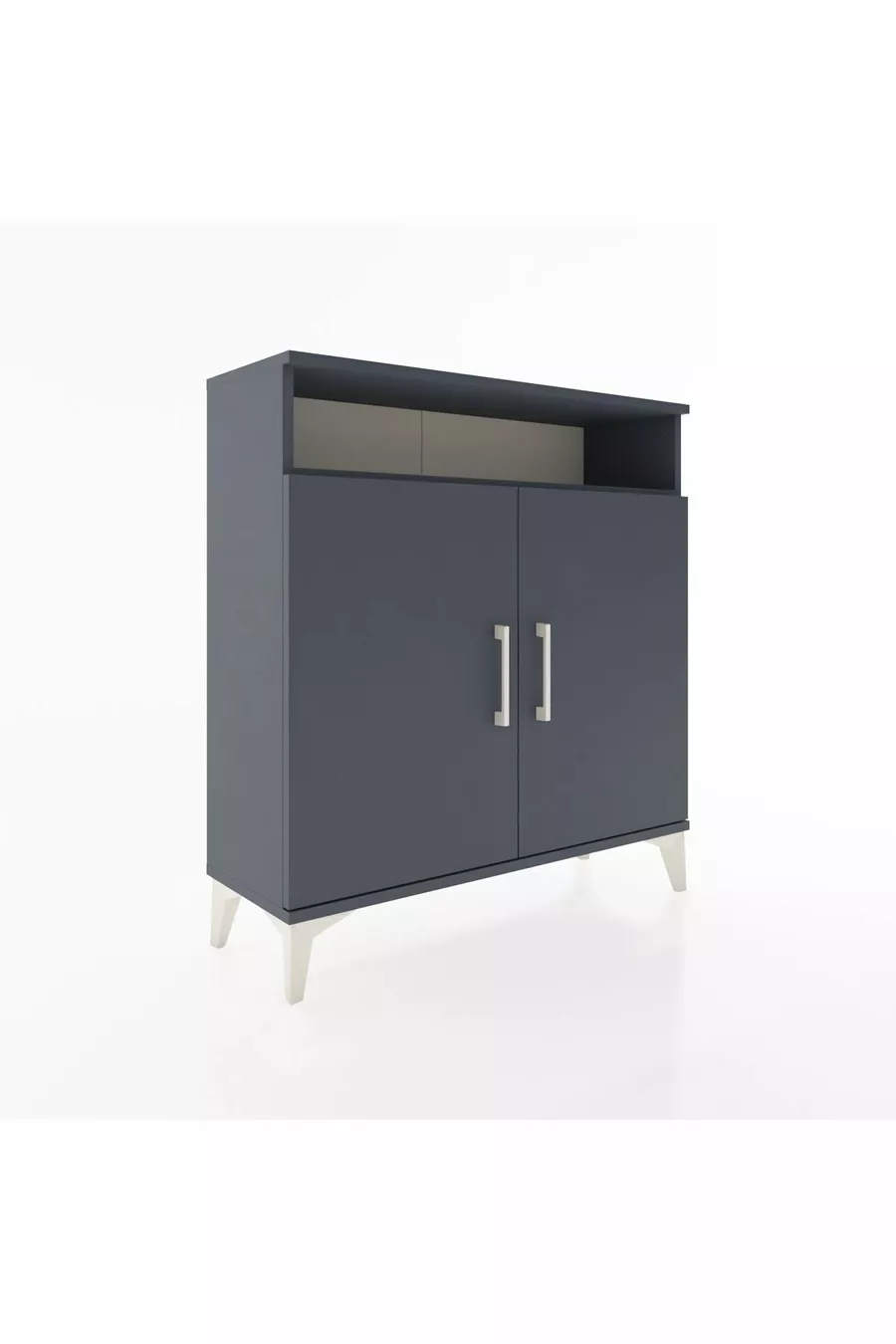 Commode Arges 3 étagères 2 portes Anthracite-Anthracite