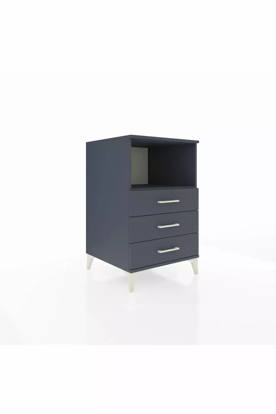 Table de chevet Kronos avec une étagère et 3 tiroirs Anthracite-Anthracite