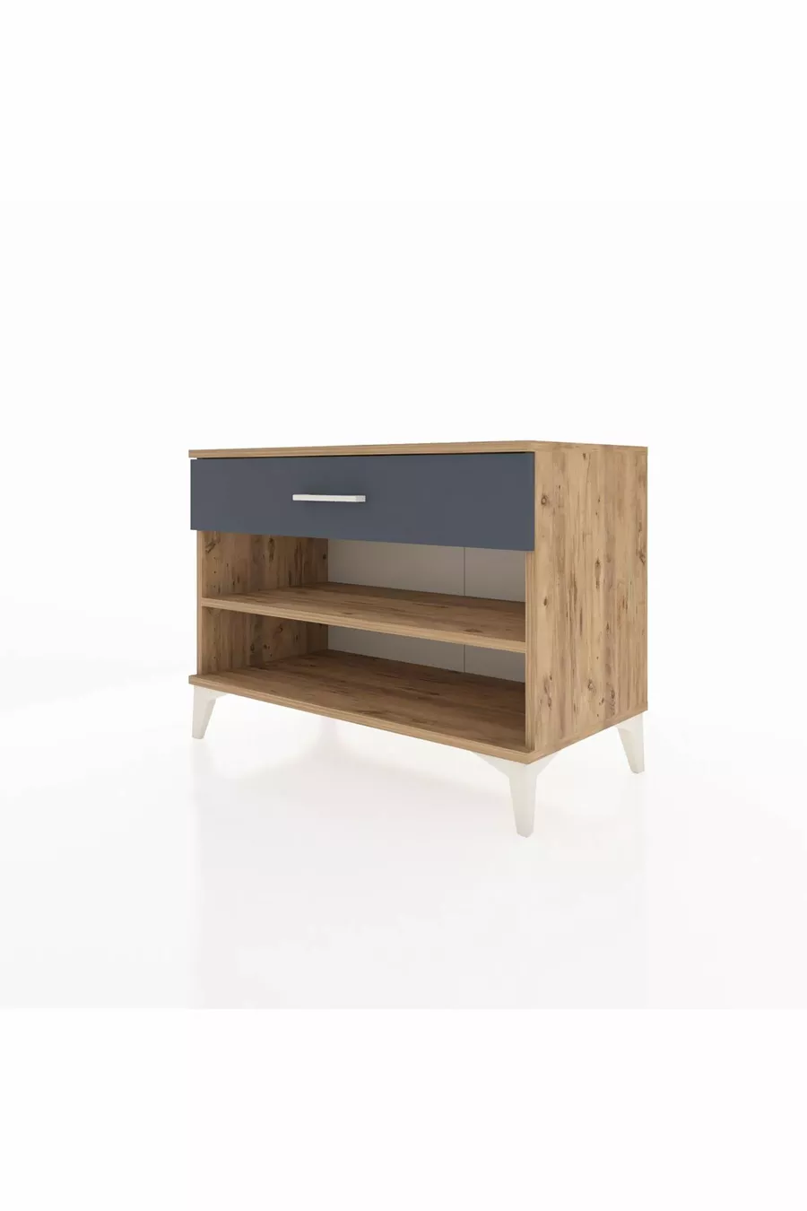 Commode Hyperion à une étagère et un tiroir, pin-anthracite