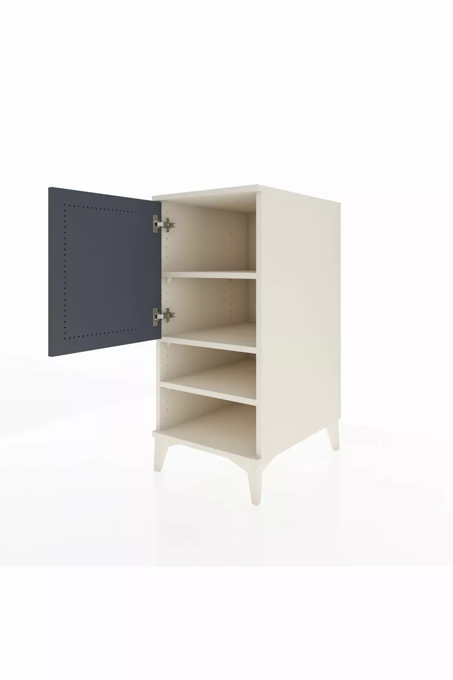 Table de chevet Kronos à 3 étagères avec 1 porte, Pierre de lune-Anthracite