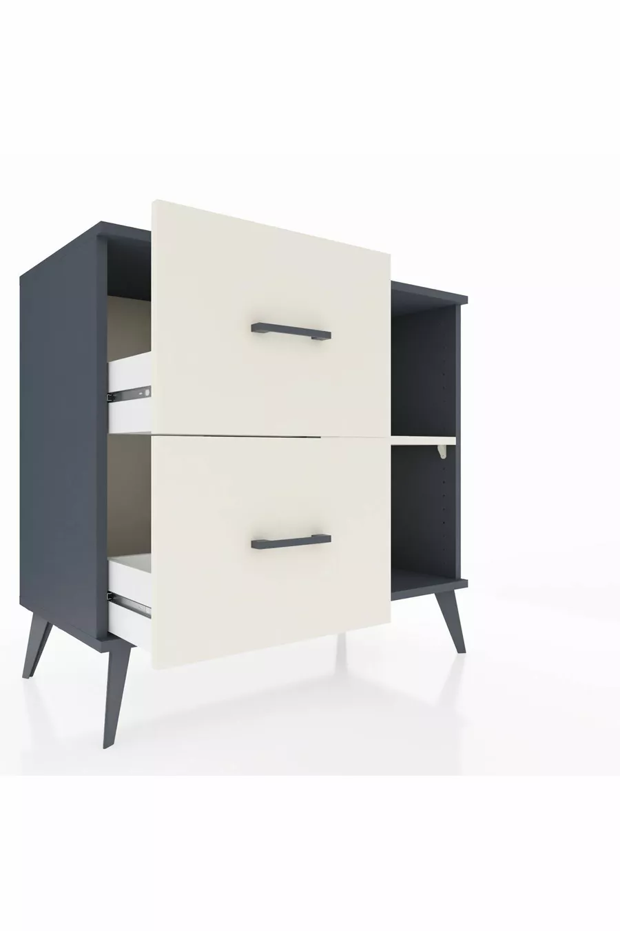 Commode Hyperion à une étagère et 2 tiroirs Anthracite-Pierre de Lune