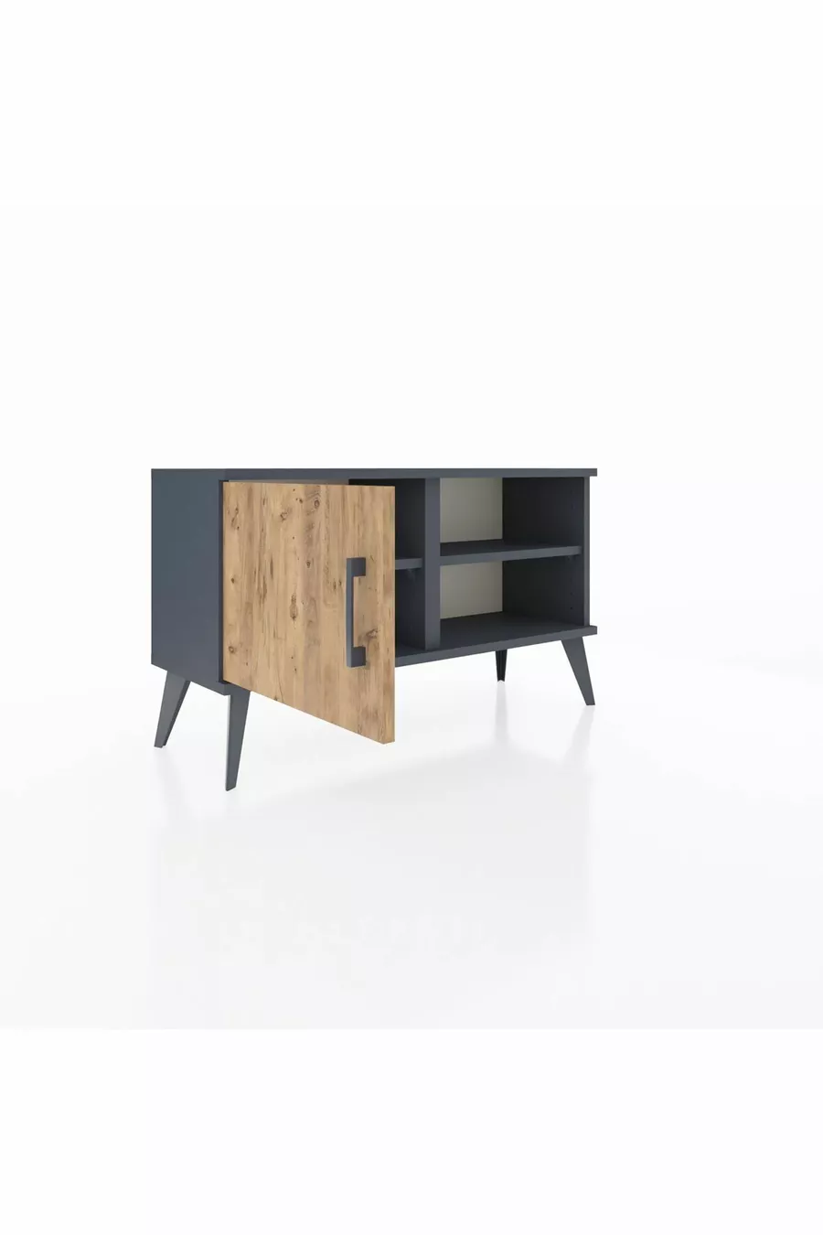 Commode Arges à 2 étagères avec une porte Anthracite-Pin/Anthracite