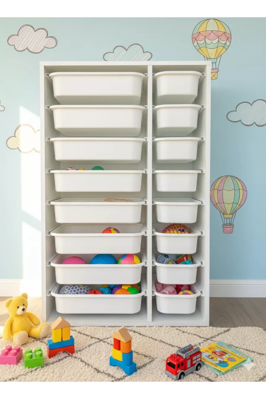 Armoire à Jouets Polyvalente avec Tiroirs et Unité de Rangement – Organisateur de Chambre d’Enfant avec Étiquette Cadeau