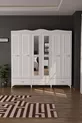 Armoire blanche Luna à 3 tiroirs avec miroir et 6 portes