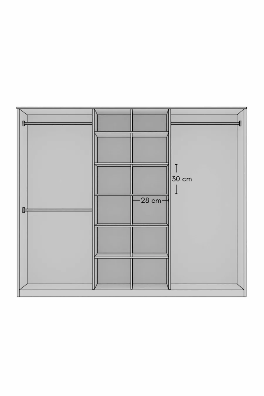 Gm  Armoire préférée 6 portes sans miroir Sonomo - Poignées noir gris anthracite