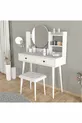 ENSEMBLE LÉGENDAIRE DE COIFFEUSE BLANCHE AVEC TABOURET