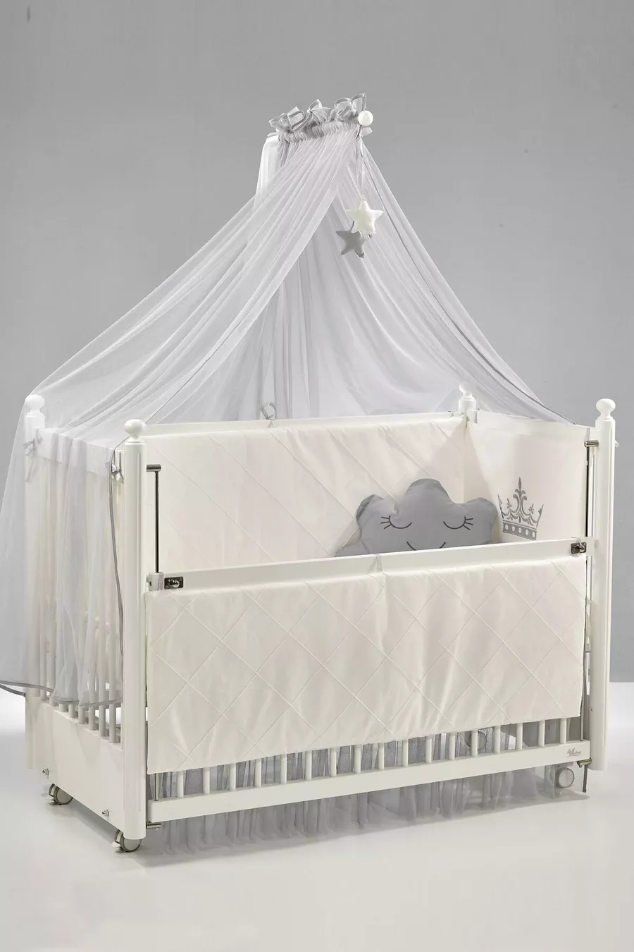 Berceau à bascule en bois Mondo Anne Yanı cm (blanc-gris motif)