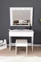 Coiffeuse avec miroir et éclairage LED, tabouret, tiroirs compartimentés pour cosmétiques