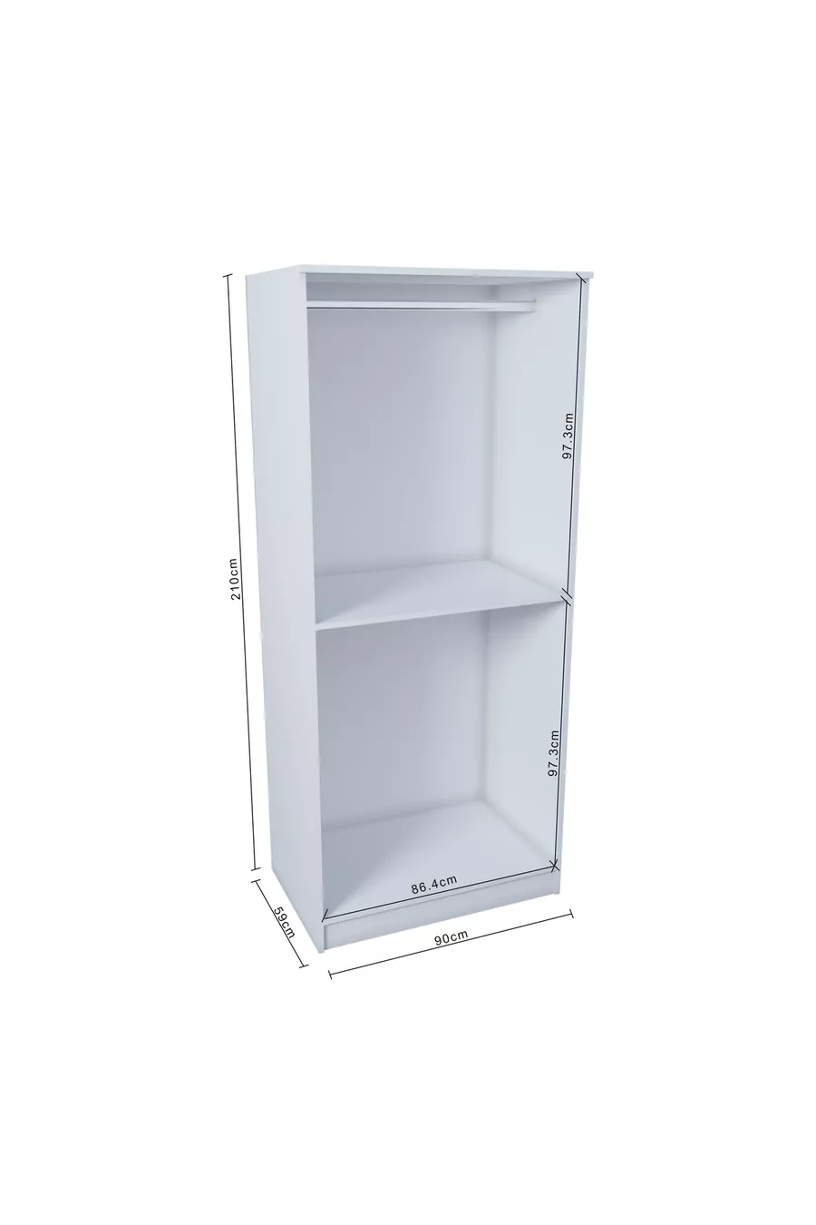 Ases  Armoire Spacieuse 2 Portes 2 Penderies Blanc - Chêne Saphir