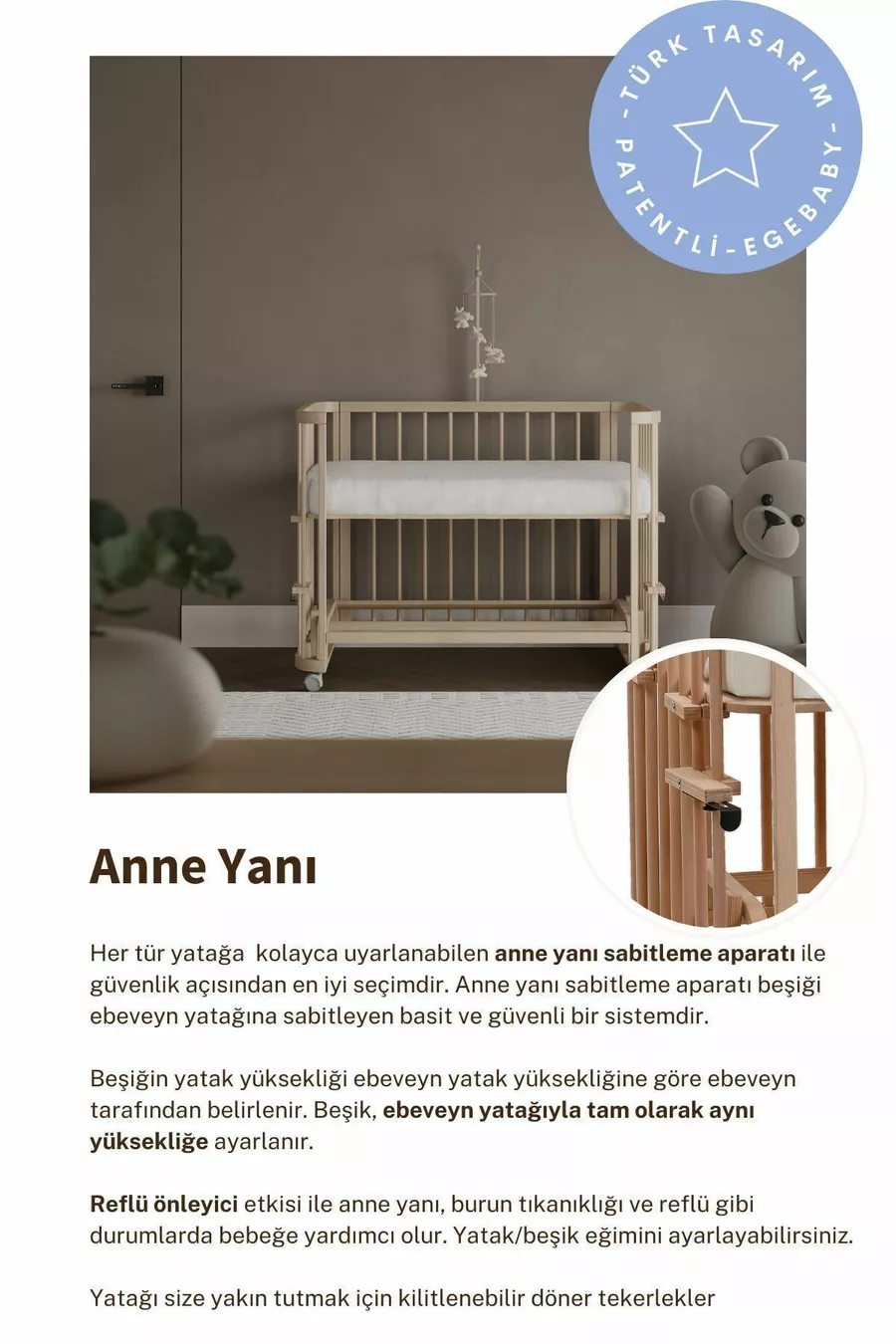 Ensemble de Berceau en Bois Naturel (BL) X - lit pour maman, lit, parc de jeu, lit junior Montessori