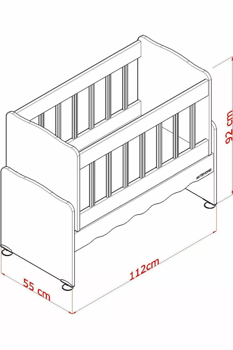 Berceau à bascule en bois pour bébé sans tiroir, blanc